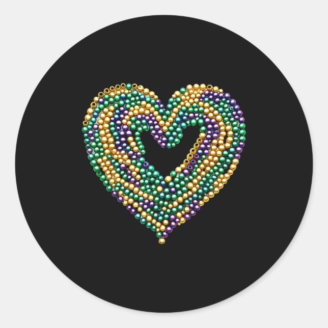 Pegatina Redonda Funny New Orleans Beads Heart We Stand Nola Strong (Anverso)