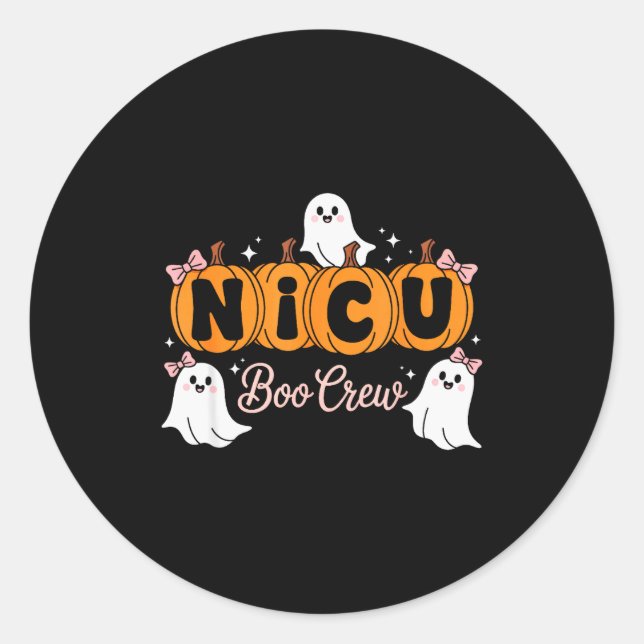 Pegatina Redonda Funny Nicu Boo Crew Nurse Ghost Halloween Soky Sea (Anverso)