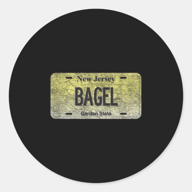 Pegatina Redonda Funny Nj State Vanity License Plate Bagel  (Anverso)