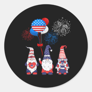 Pegatina Redonda Funny norteamericana gnomes Guay 4 de julio Día de