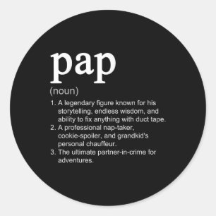 Pegatina Redonda Funny Noun Guay de definición de Pap