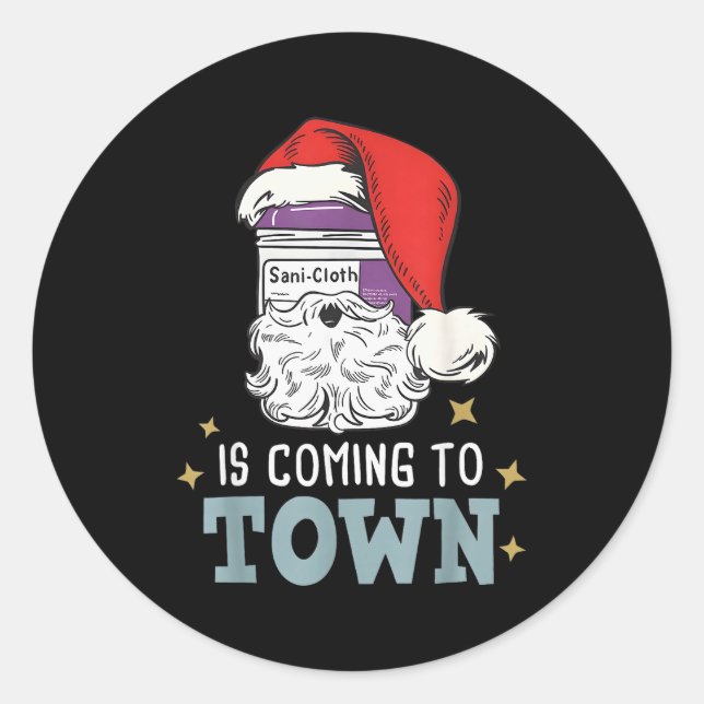 Pegatina Redonda Funny Nurse Christmas Rn Tech Medical Istant Holid (Anverso)