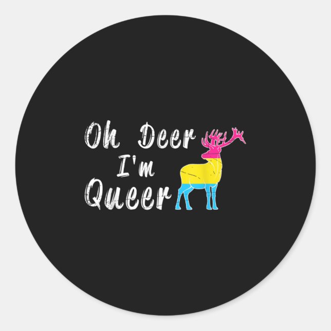 Pegatina Redonda Funny Oh Dear Im Queer Lgbtq Pride Month Gift Panu (Anverso)