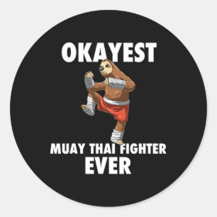 Pegatina Redonda Funny Okayest Sloth Fighter - Muay Thai