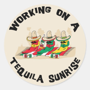 Pegatina Redonda Funny ola mexicana Tequila Sunrise