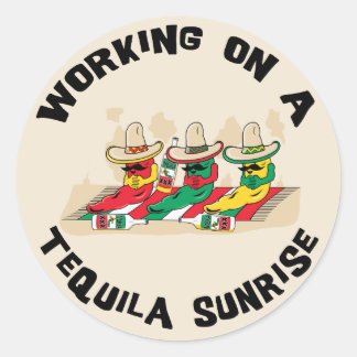 Pegatina Redonda Funny ola mexicana Tequila Sunrise