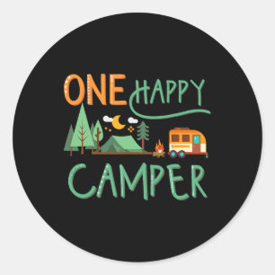 Pegatina Redonda Funny One Happy Camper Summer Vacation Mating Fa