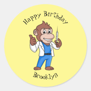 Pegatina Redonda Funny orangutan ape personalizado médica