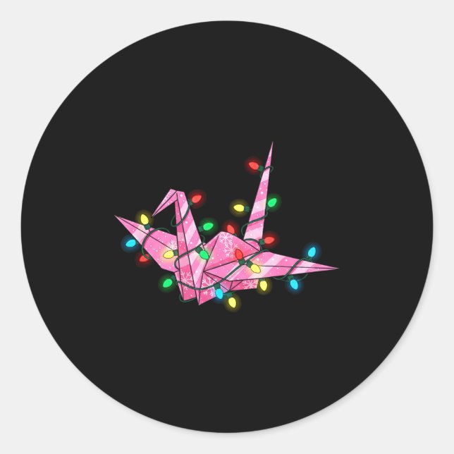 Pegatina Redonda Funny Origami Christmas Graphics Lights Lover  (Anverso)