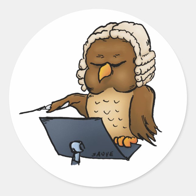 Pegatina Redonda Funny Owl Conductor Personalizado (Anverso)