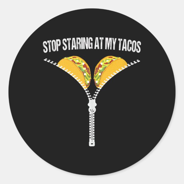 Pegatina Redonda Funny Parada Mexicana De Mirar A My Tacos Fiesta C (Anverso)