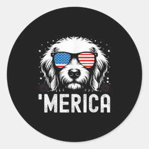 Pegatina Redonda Funny Patriotic Golden Retriever Merica Happy 4th