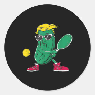 Pegatina Redonda Funny Patriotic Pickle Player Jugando Pickleball G