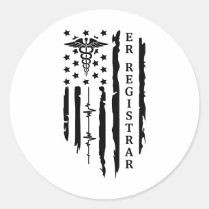 Pegatina Redonda Funny Patriótica Er Registrador Enfermero Regalo B