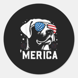 Pegatina Redonda Funny Patriótica Labrador Recuperador Merica Feliz