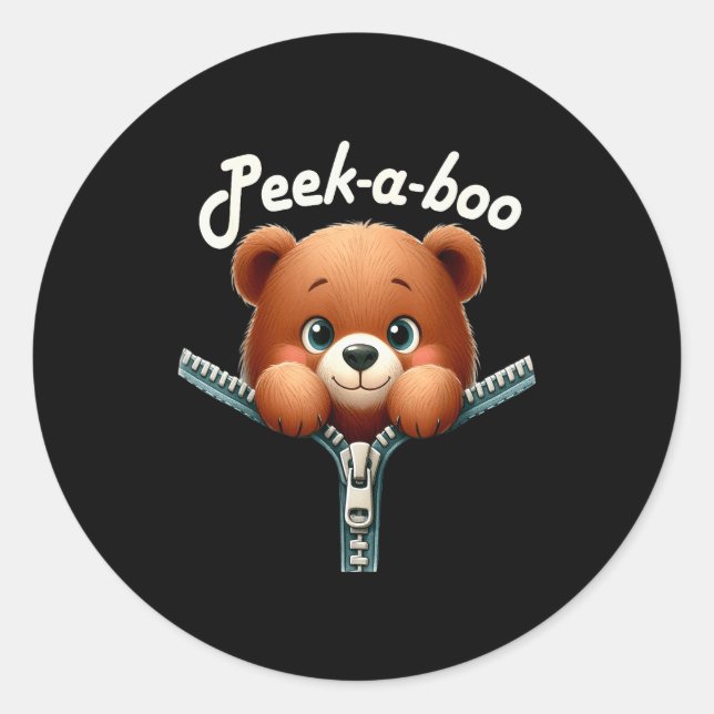 Pegatina Redonda Funny - Peek-a-boo - Bear  (Anverso)