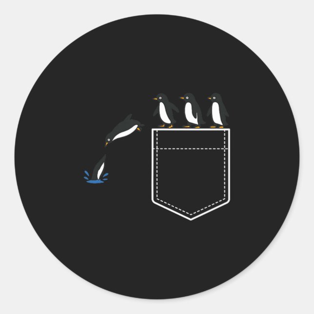 Pegatina Redonda Funny Penguin Cket Cute Diving Penguin Animal Love (Anverso)