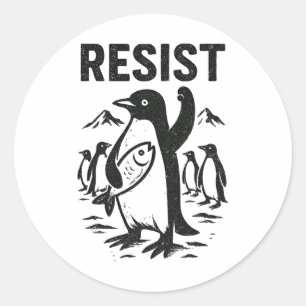 Pegatina Redonda Funny Penguin resiste el diseño vintage