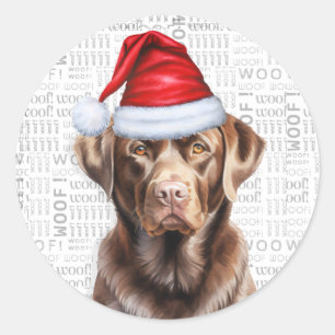 Pegatina Redonda Funny Perro Lover Navidades Chocolador Labrador