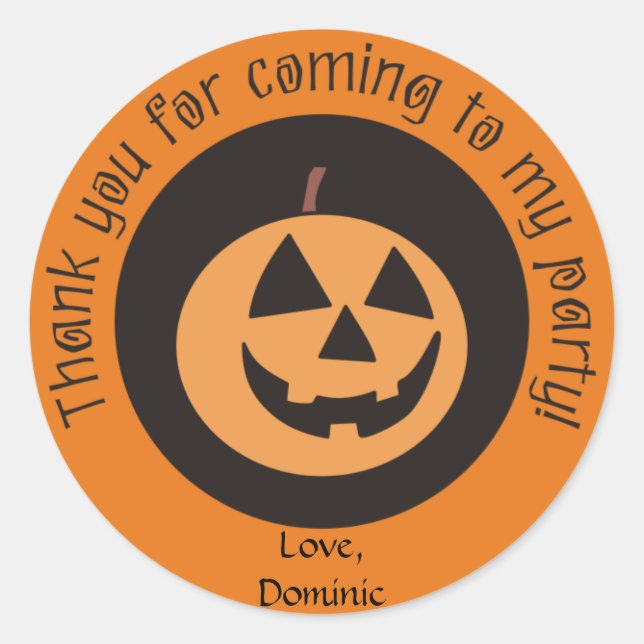 Pegatina Redonda Funny Personalizado de calabaza Halloween Party Pe (Anverso)