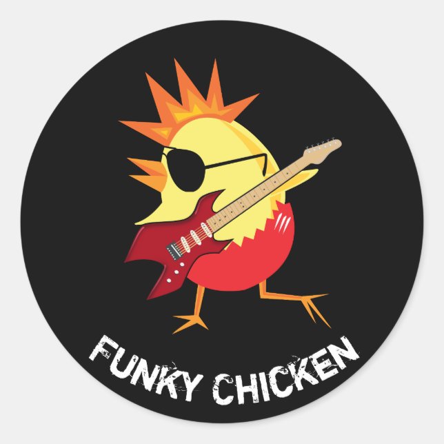 Pegatina Redonda Funny Personalizado de pollo (Anverso)