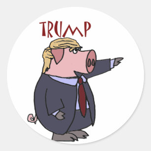 Pegatina Redonda Funny Personalizado político de cerdo de Donald Tr