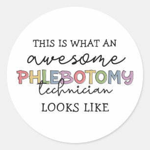 Pegatina Redonda Funny Phlebotomy Technician impresionante PBT