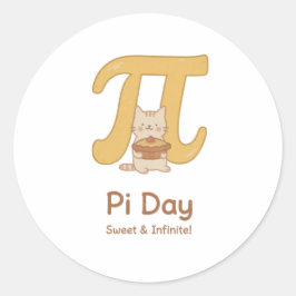 Pegatina Redonda Funny Pi Day Animal with Pie – Math Lover Gift