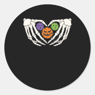 Pegatina Redonda Funny Pickle Halloween Skeleton manos Pumpki del c
