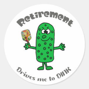 Pegatina Redonda Funny Pickle Pickleball Player Retirement Personal