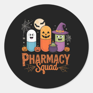 Pegatina Redonda Funny Pills Farmacy Pharmacist Squad Cute Hallowee
