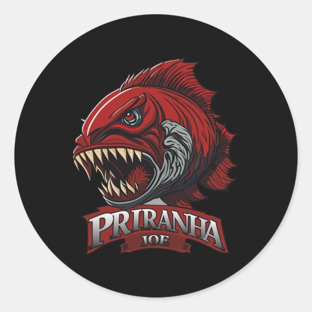 Pegatina Redonda Funny Piranha-joe Lover Regalos Perfect Apparte (Anverso)