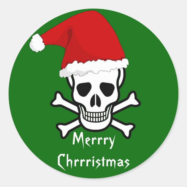 Pegatina Redonda Funny Pirate Merry navidad de bienvenida Arrgh Mat (Anverso)