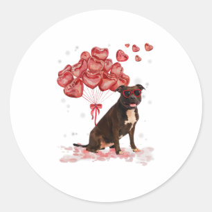 Pegatina Redonda Funny Pitbull Día de San Valentín Perro Papá Mamá 