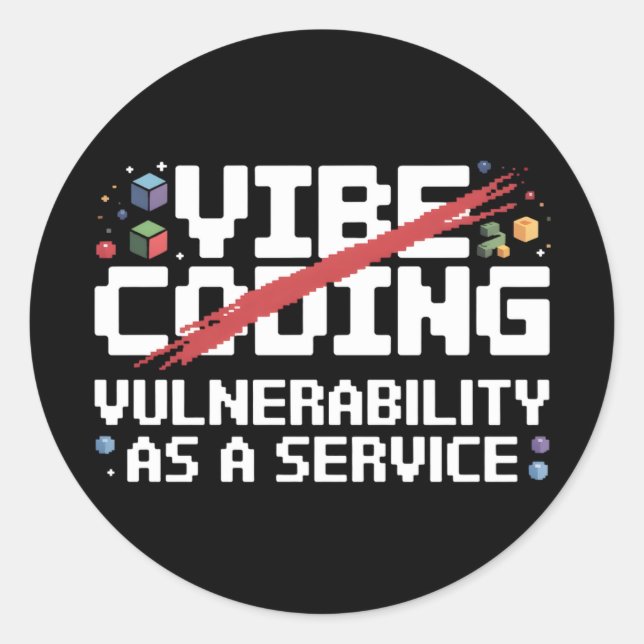 Pegatina Redonda funny pixel-art Cybersecurity network (Anverso)