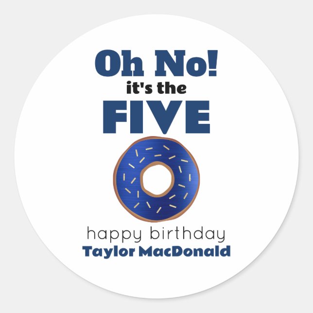 Pegatina Redonda Funny Policía se burla de los 50 años (Anverso)