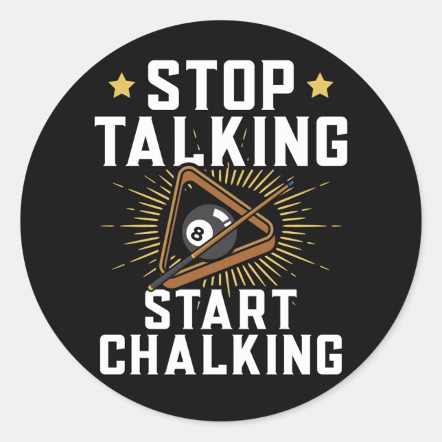 Pegatina Redonda Funny Pool Player Cita Billard Sports (Anverso)