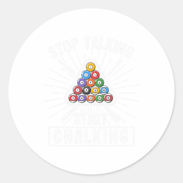 Pegatina Redonda Funny Pool Player Cita Billiard Stop Talking Star (Anverso)