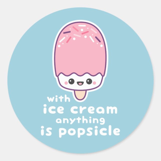 Pegatina Redonda Funny Popsicle Pun (Anverso)