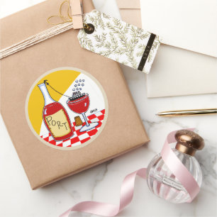 Pegatina Redonda Funny Port Wine Lover Personalizado