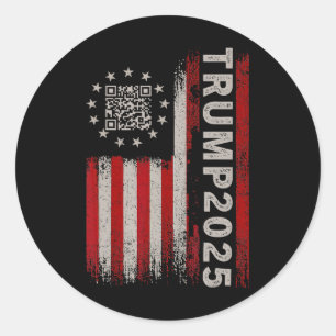Pegatina Redonda Funny presidente de Qr Trump 4547 Tee Trump