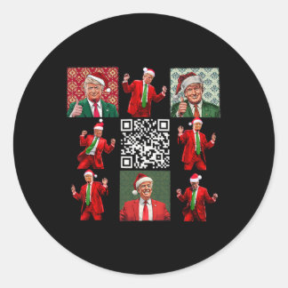 Pegatina Redonda Funny presidente de Qr Trump Navidades bailando da