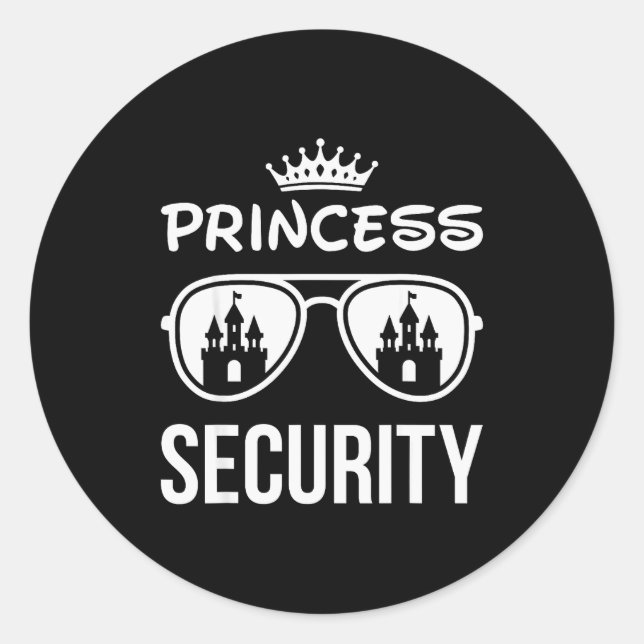 Pegatina Redonda Funny Princess Security Design Castle Sungles Fami (Anverso)