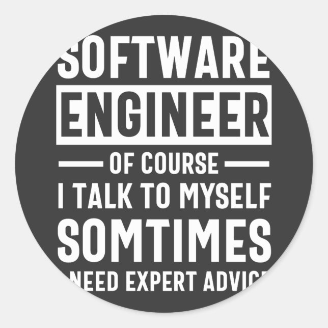 Pegatina Redonda Funny Programming Software Engineer Gift (Anverso)