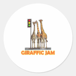 Pegatina Redonda Funny Pun Giraffe Jam