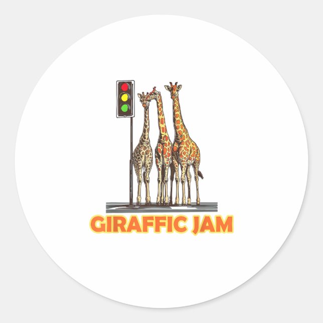 Pegatina Redonda Funny Pun Giraffe Jam (Anverso)
