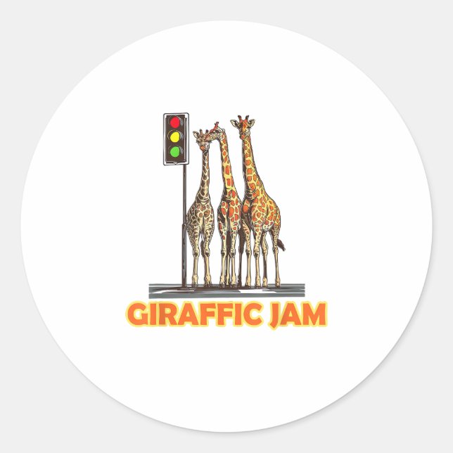 Pegatina Redonda Funny Pun Giraffe Jam (Anverso)