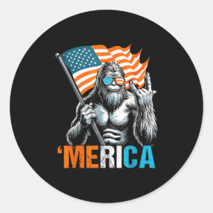 Pegatina Redonda Funny Punk Rock Sasquatch Bigfoot Uu Bandera Meric