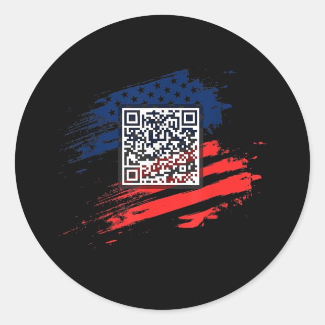 Pegatina Redonda Funny Qr presidente Trump código de baile (Anverso)