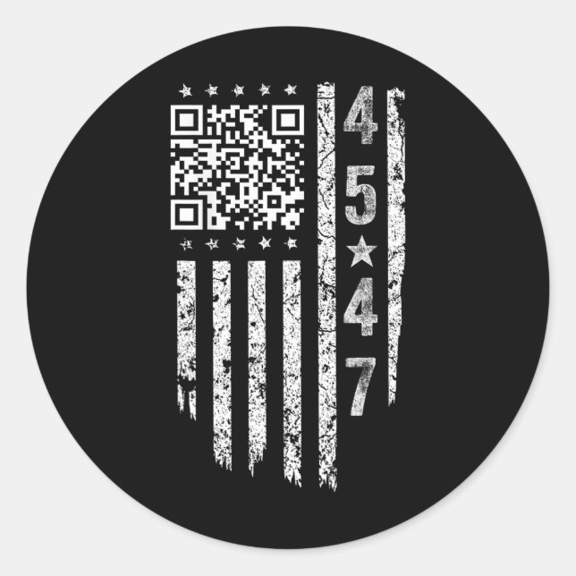 Pegatina Redonda Funny Qr presidente Trump código de baile (Anverso)